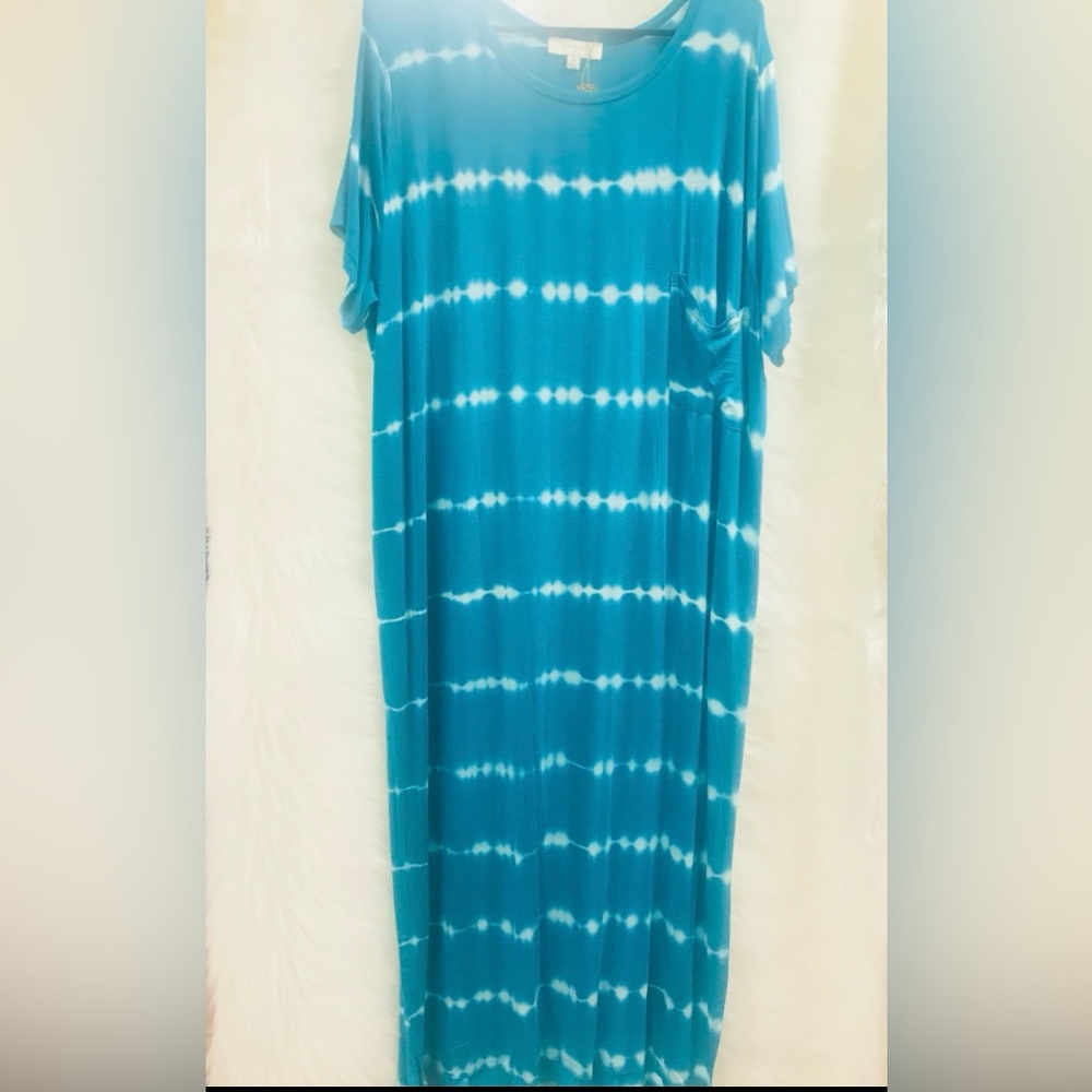 Teal Tie-Dye T-Shirt Dress